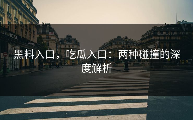 黑料入口，吃瓜入口：两种碰撞的深度解析