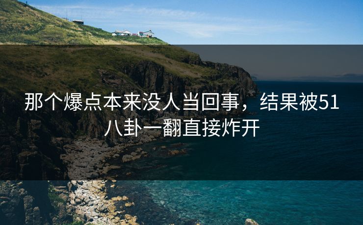 那个爆点本来没人当回事，结果被51八卦一翻直接炸开