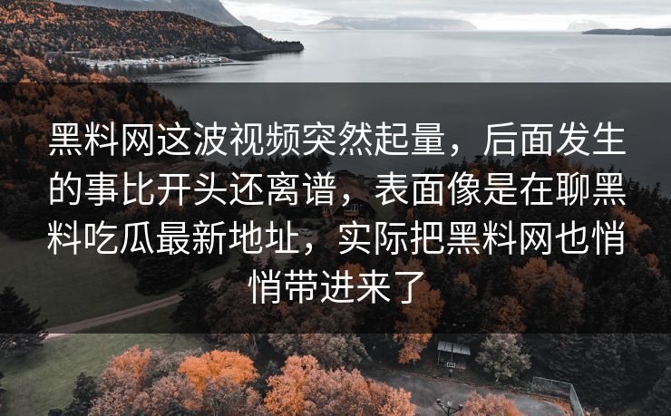 黑料网这波视频突然起量，后面发生的事比开头还离谱，表面像是在聊黑料吃瓜最新地址，实际把黑料网也悄悄带进来了