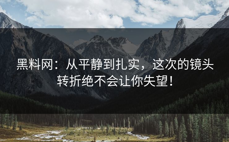 黑料网：从平静到扎实，这次的镜头转折绝不会让你失望！