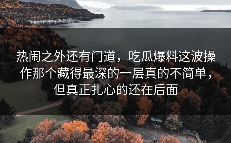 热闹之外还有门道，吃瓜爆料这波操作那个藏得最深的一层真的不简单，但真正扎心的还在后面